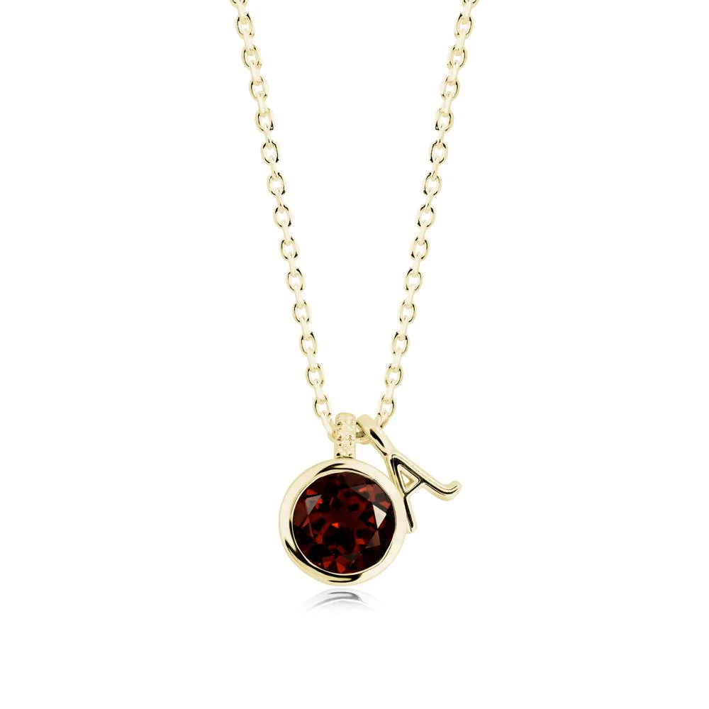 Custom Letter Necklace with Round Garnet - Image 2