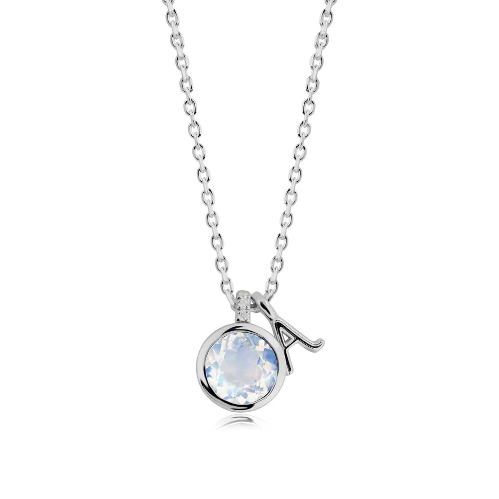 Custom Letter Necklace with Round Moonstone - Image 2