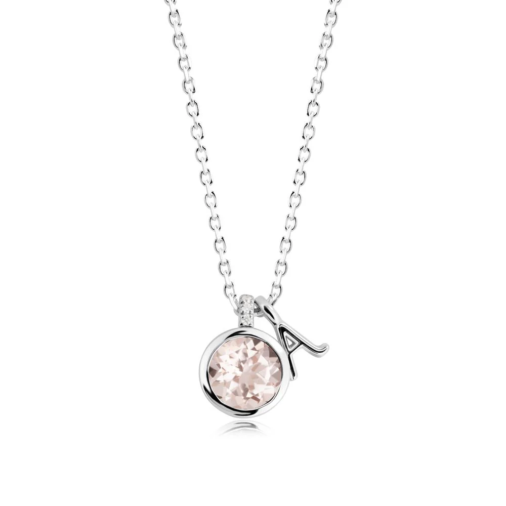 Custom Letter Necklace with Round Morganite - Image 5