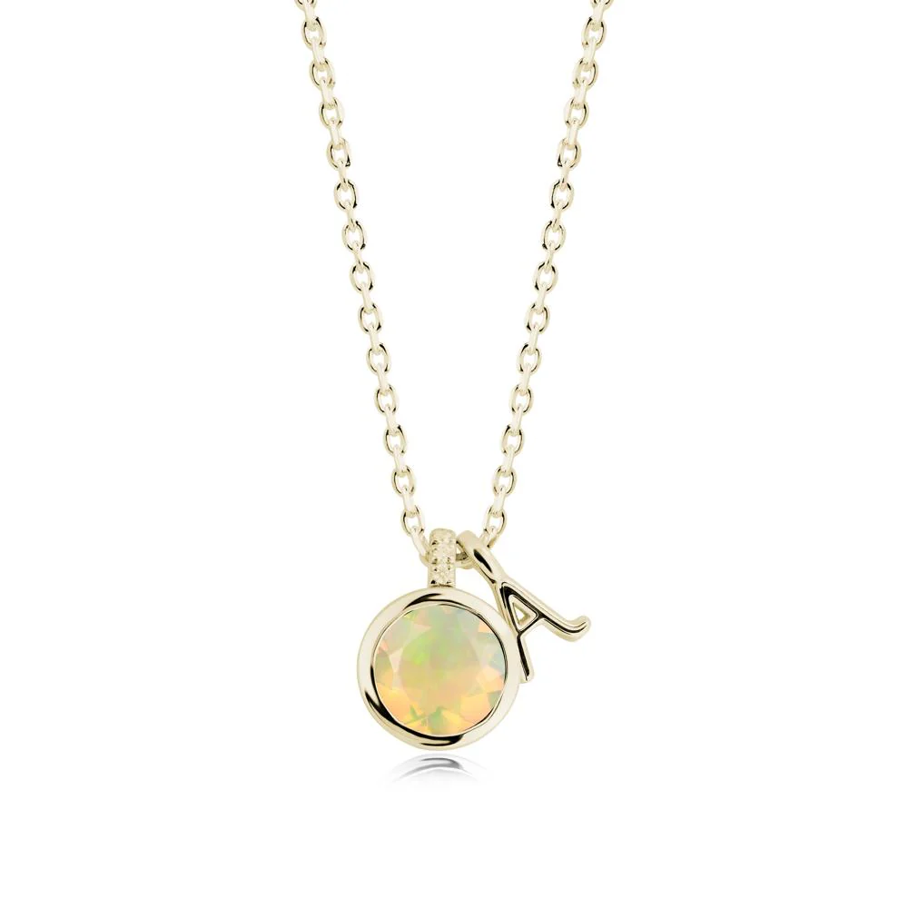 Custom Letter Necklace with Round Opal - Image 4