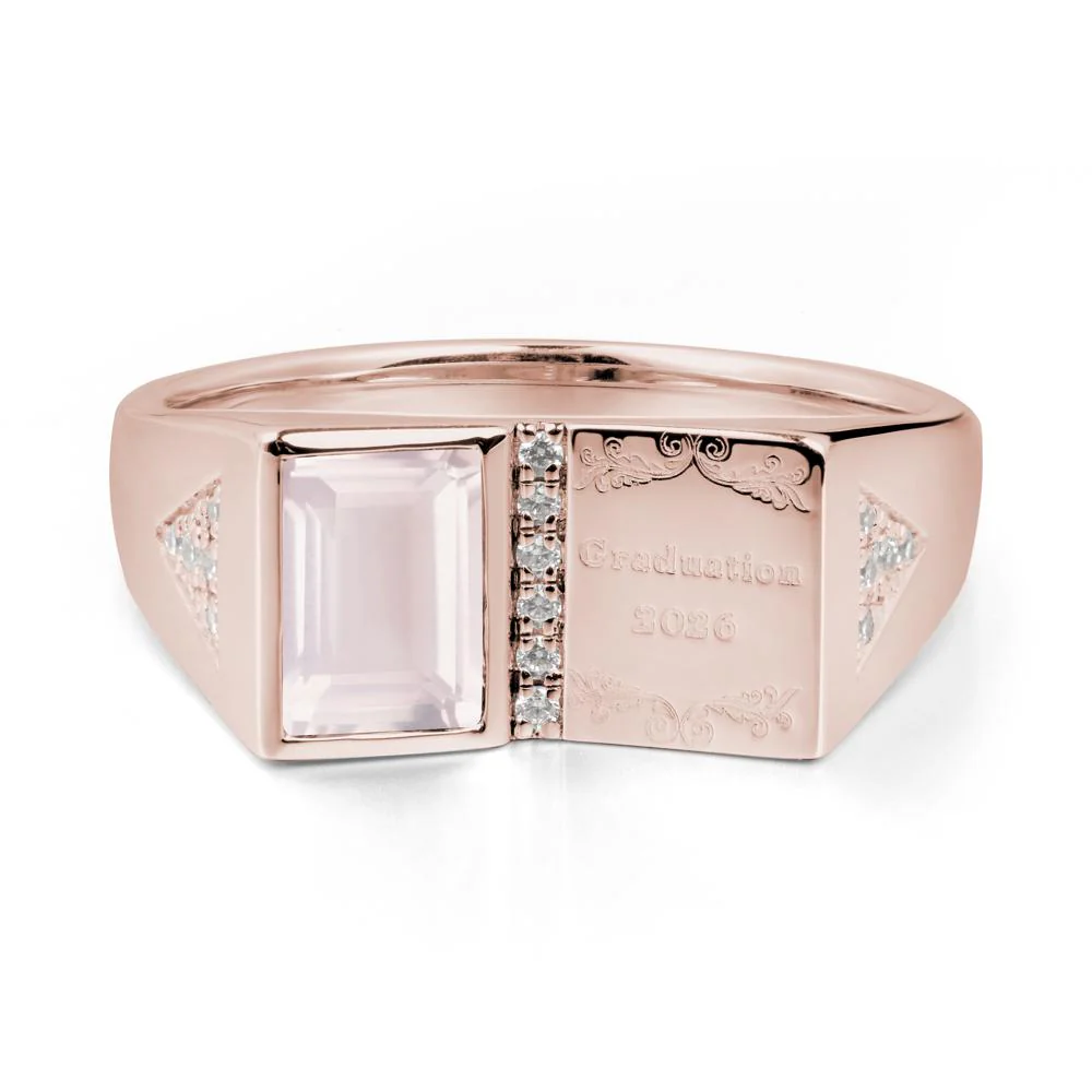 Custom Rose Quartz Graduation Ring