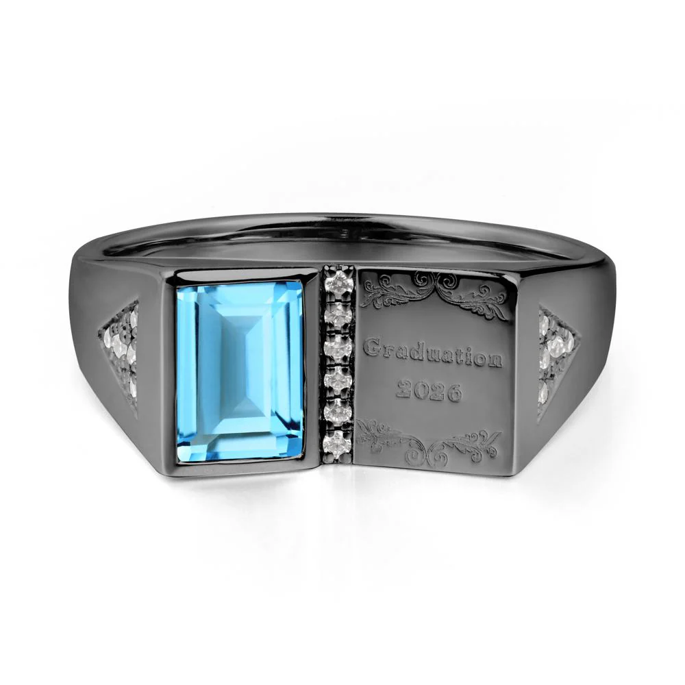 Custom Swiss Blue Topaz Graduation Ring - Image 3