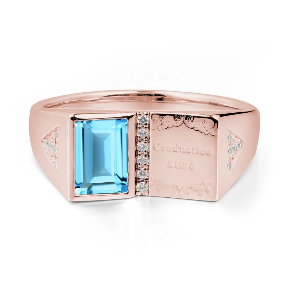 Custom Swiss Blue Topaz Graduation Ring - Image 5
