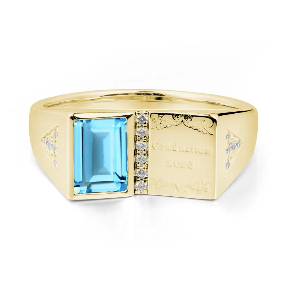 Custom Swiss Blue Topaz Graduation Ring - Image 6