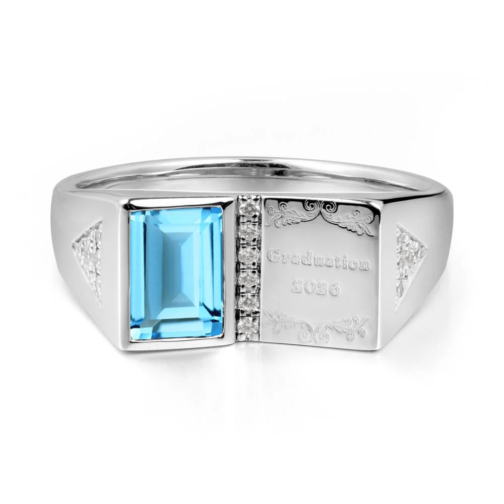 Custom Swiss Blue Topaz Graduation Ring - Image 9