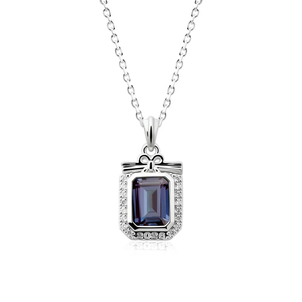 Custom Year Emerald Cut Alexandrite Necklace - Image 2