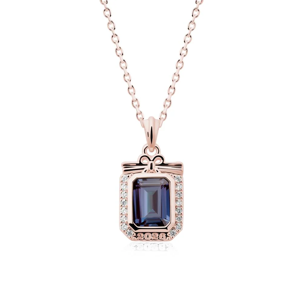 Custom Year Emerald Cut Alexandrite Necklace - Image 4