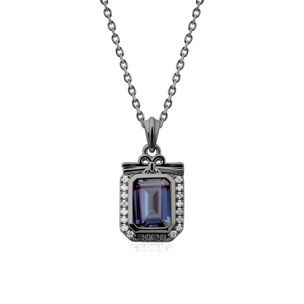 Custom Year Emerald Cut Alexandrite Necklace - Image 7