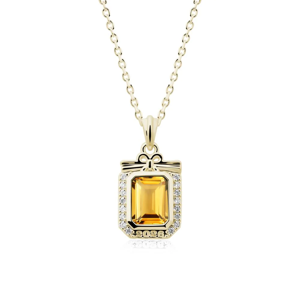Custom Year Emerald Cut Citrine Necklace - Image 4