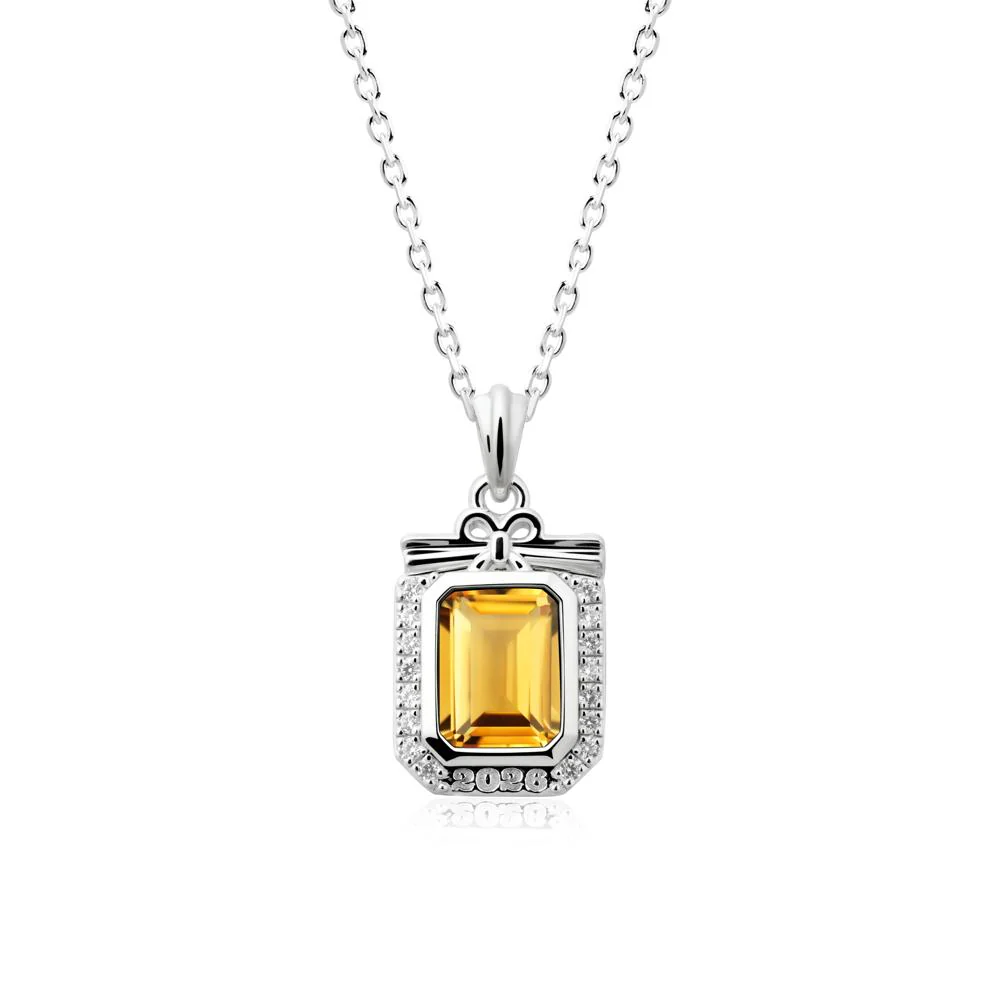 Custom Year Emerald Cut Citrine Necklace - Image 9
