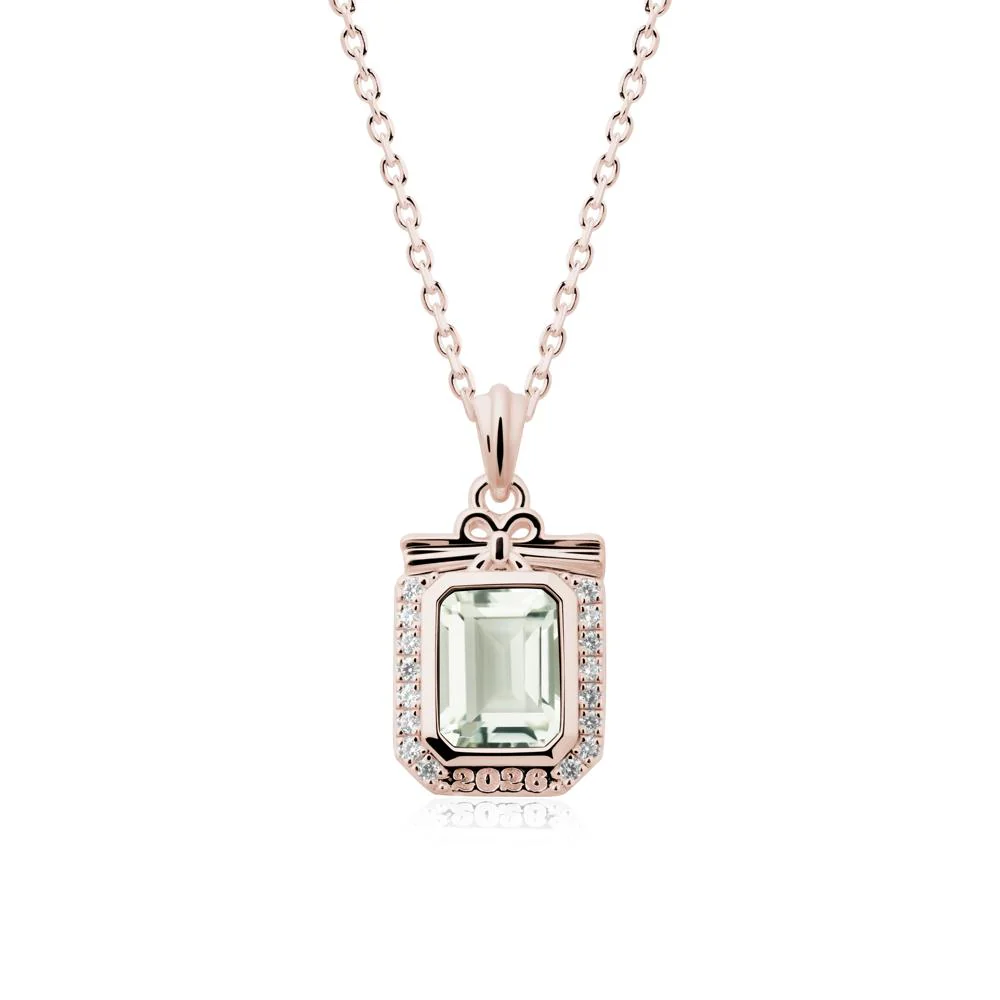 Custom Year Emerald Cut Green Amethyst Necklace - Image 2