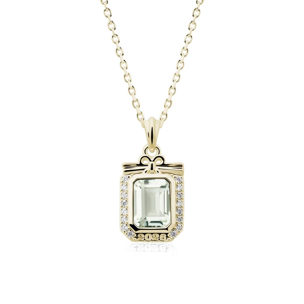Custom Year Emerald Cut Green Amethyst Necklace - Image 4