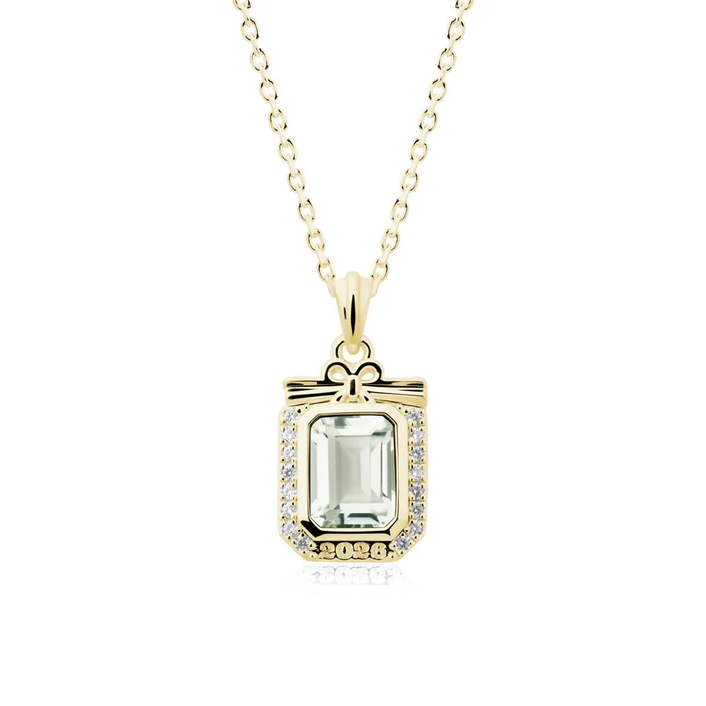 Custom Year Emerald Cut Green Amethyst Necklace - Image 7
