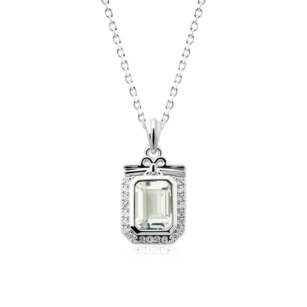 Custom Year Emerald Cut Green Amethyst Necklace - Image 9