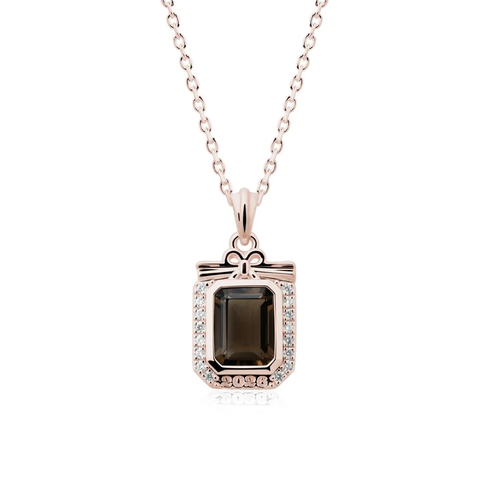 Custom Year Emerald Cut Smoky Quartz Necklace - Image 2