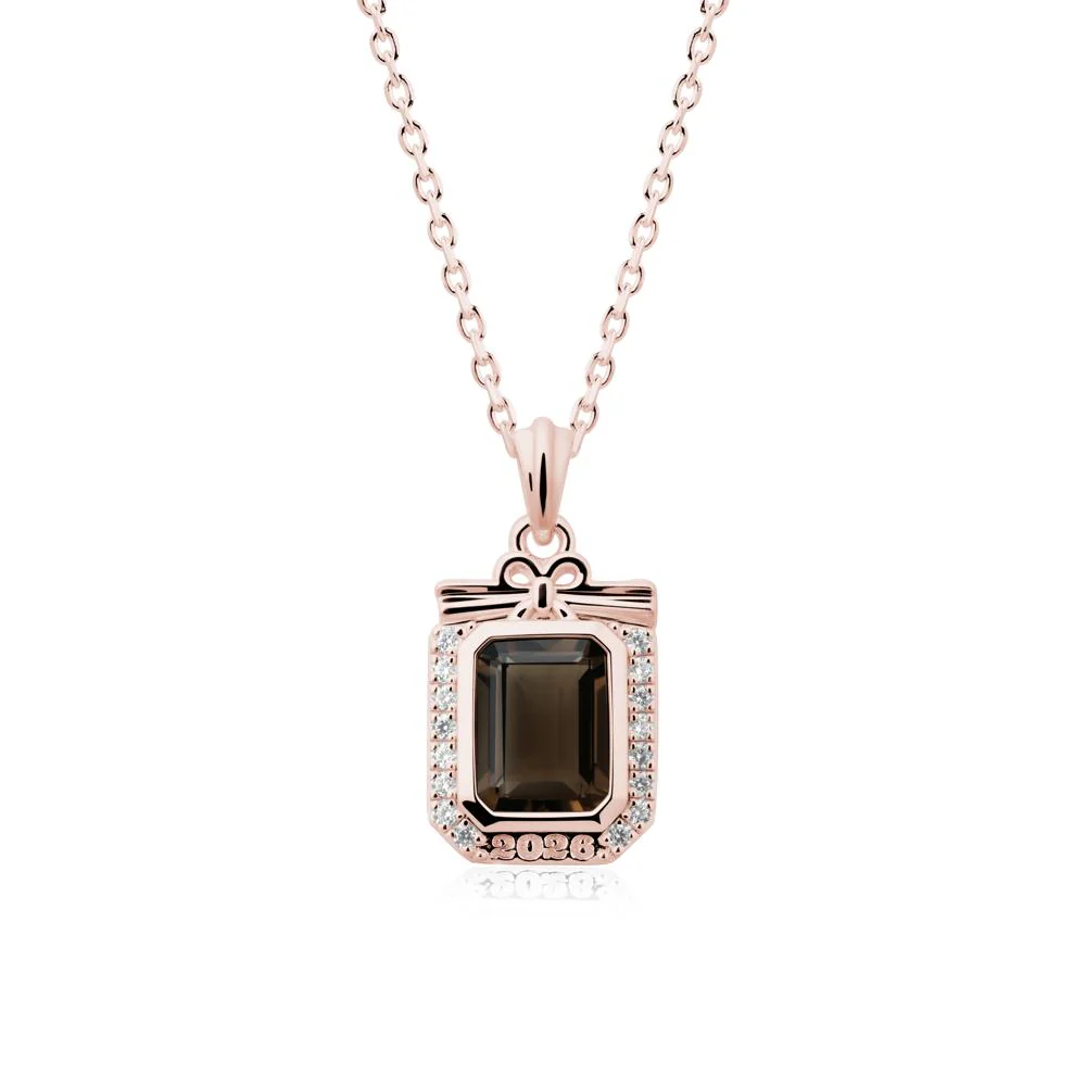 Custom Year Emerald Cut Smoky Quartz Necklace - Image 4