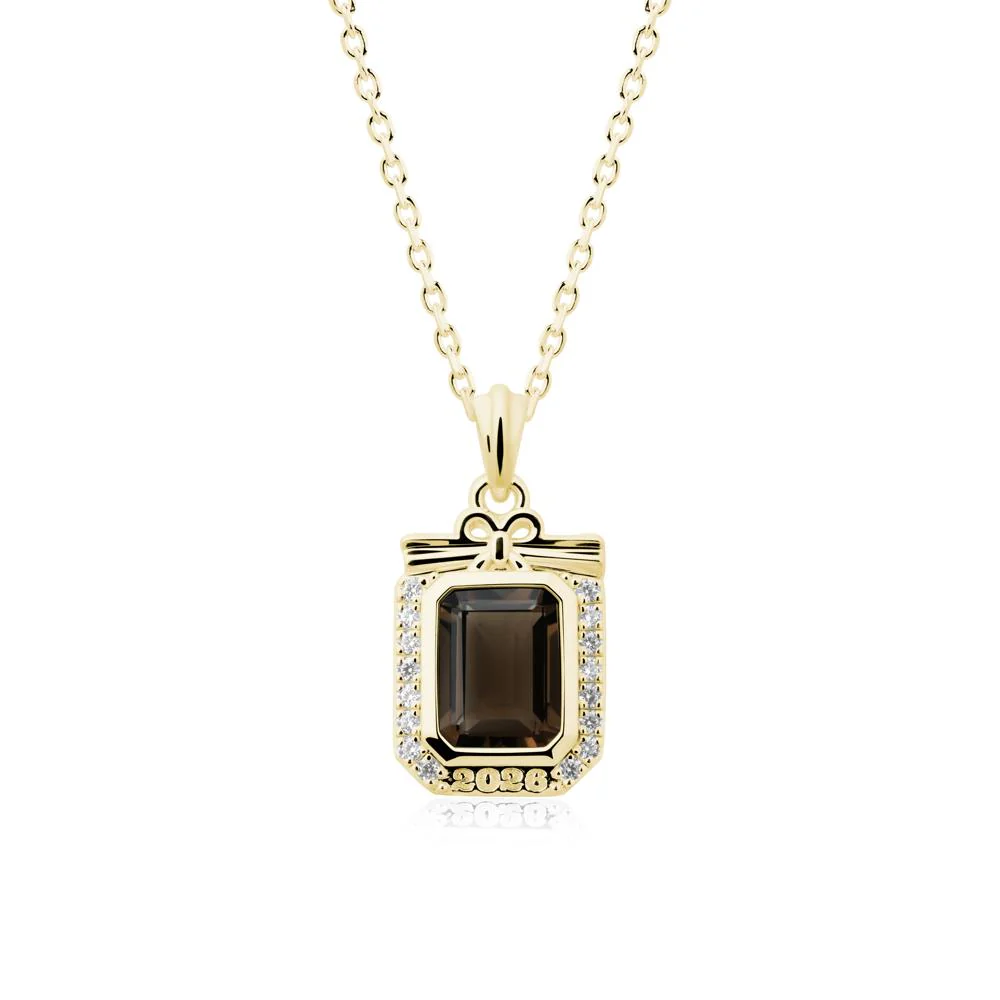 Custom Year Emerald Cut Smoky Quartz Necklace - Image 6