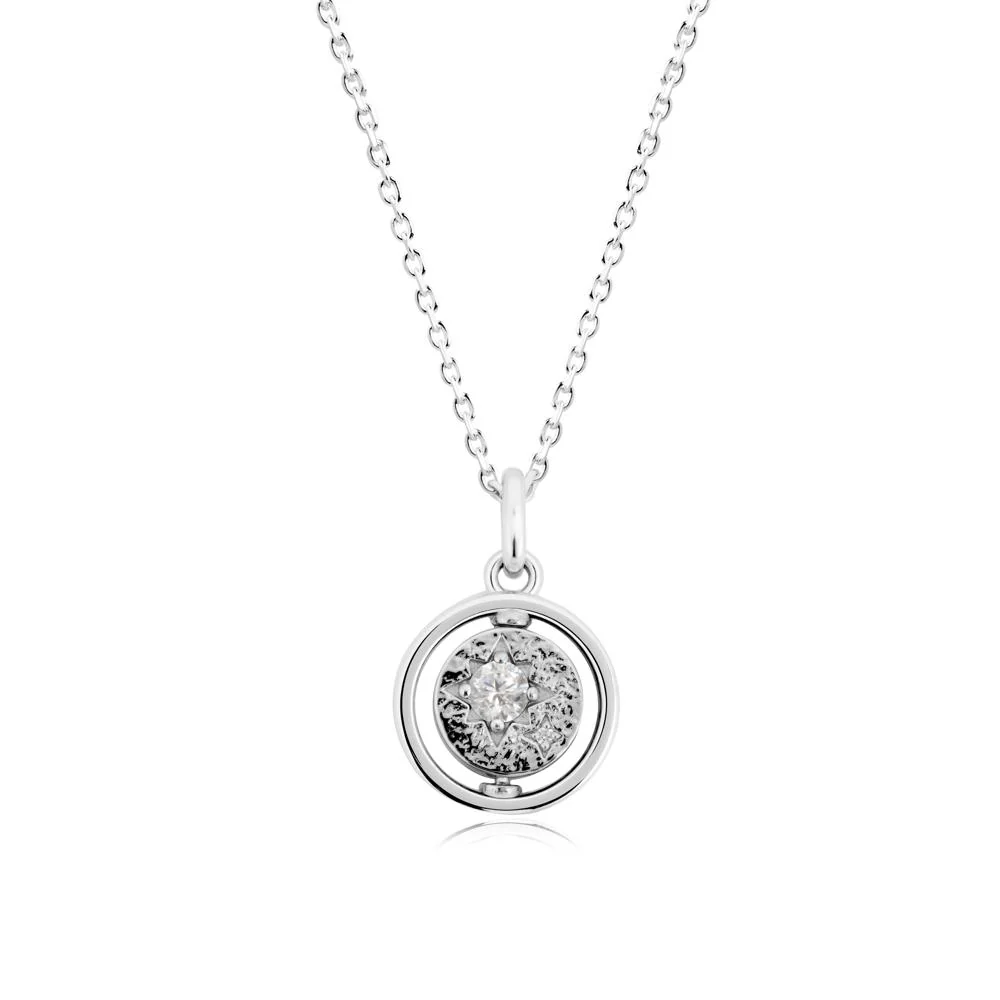 Custom Zodiac Signs Cubic Zirconia Spinning Necklace