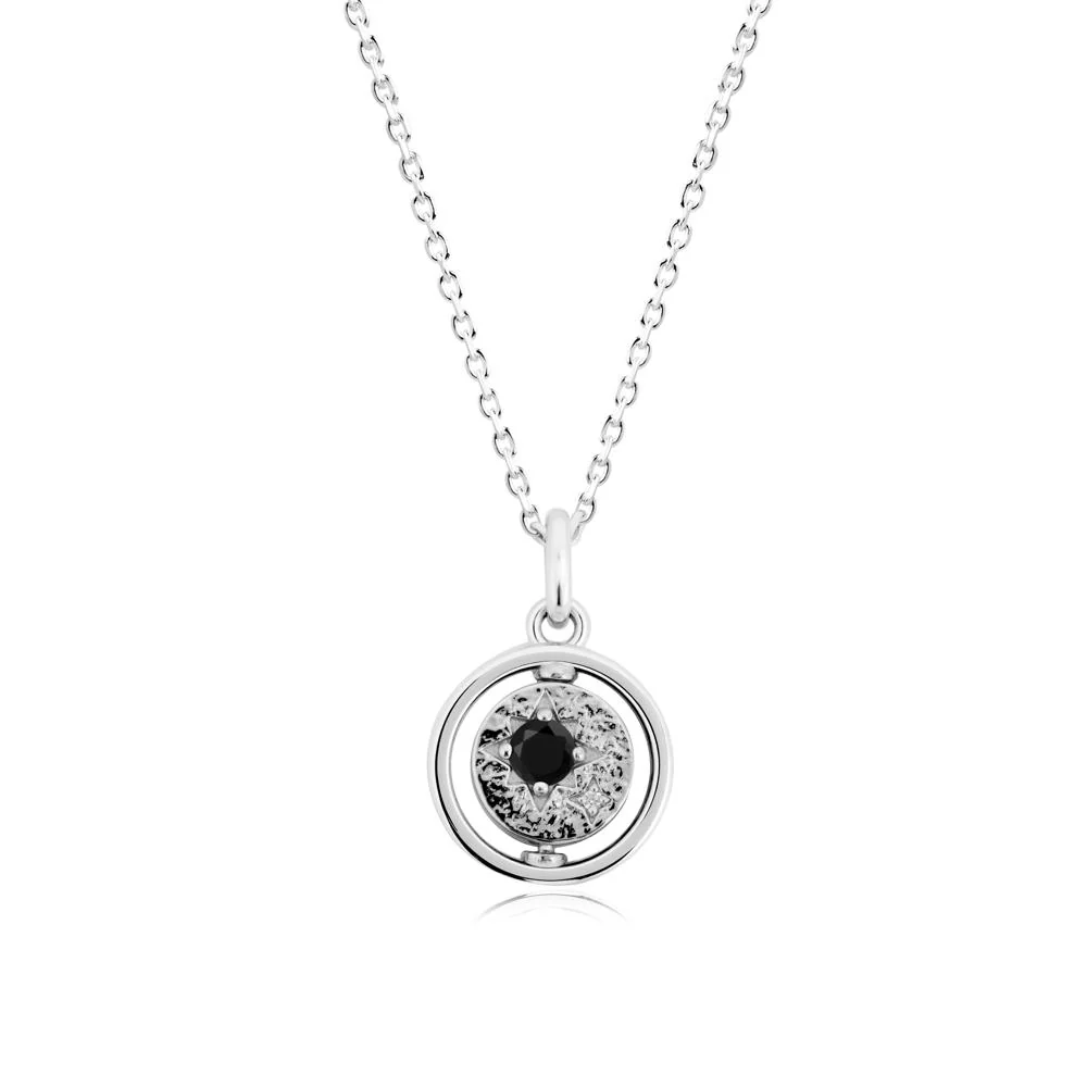 Custom Zodiac Spinner Black Spinel Necklace