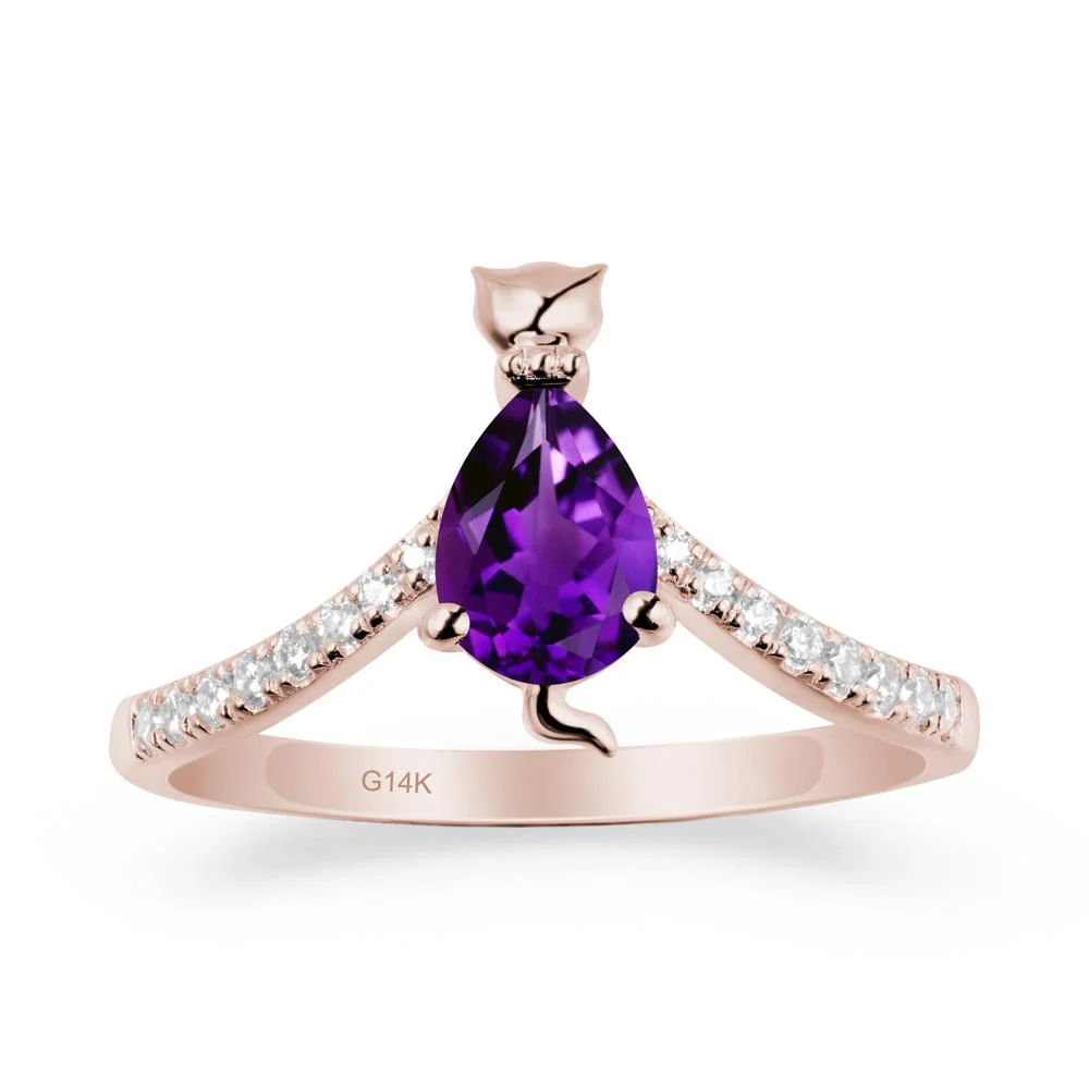 Cute Cat Inspired Amethyst Ring