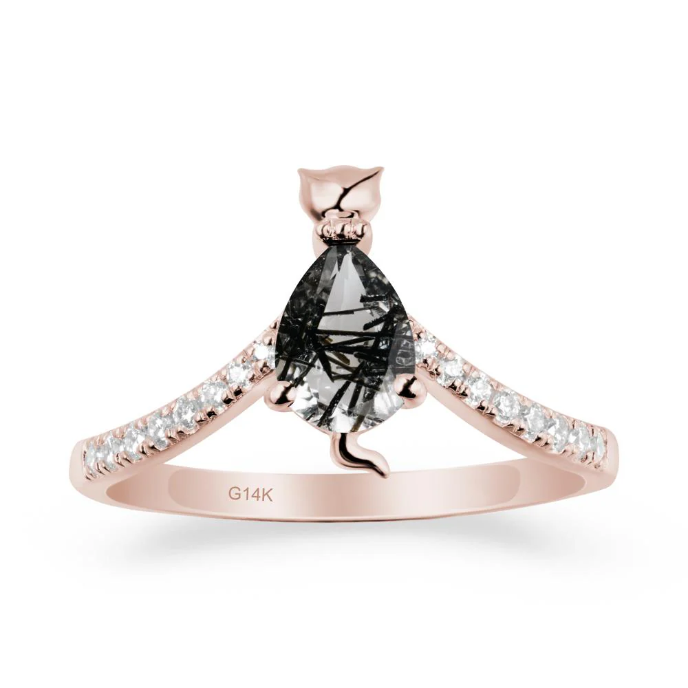 Cute Cat Inspired Black Rutilated Quartz Ring - Image 2
