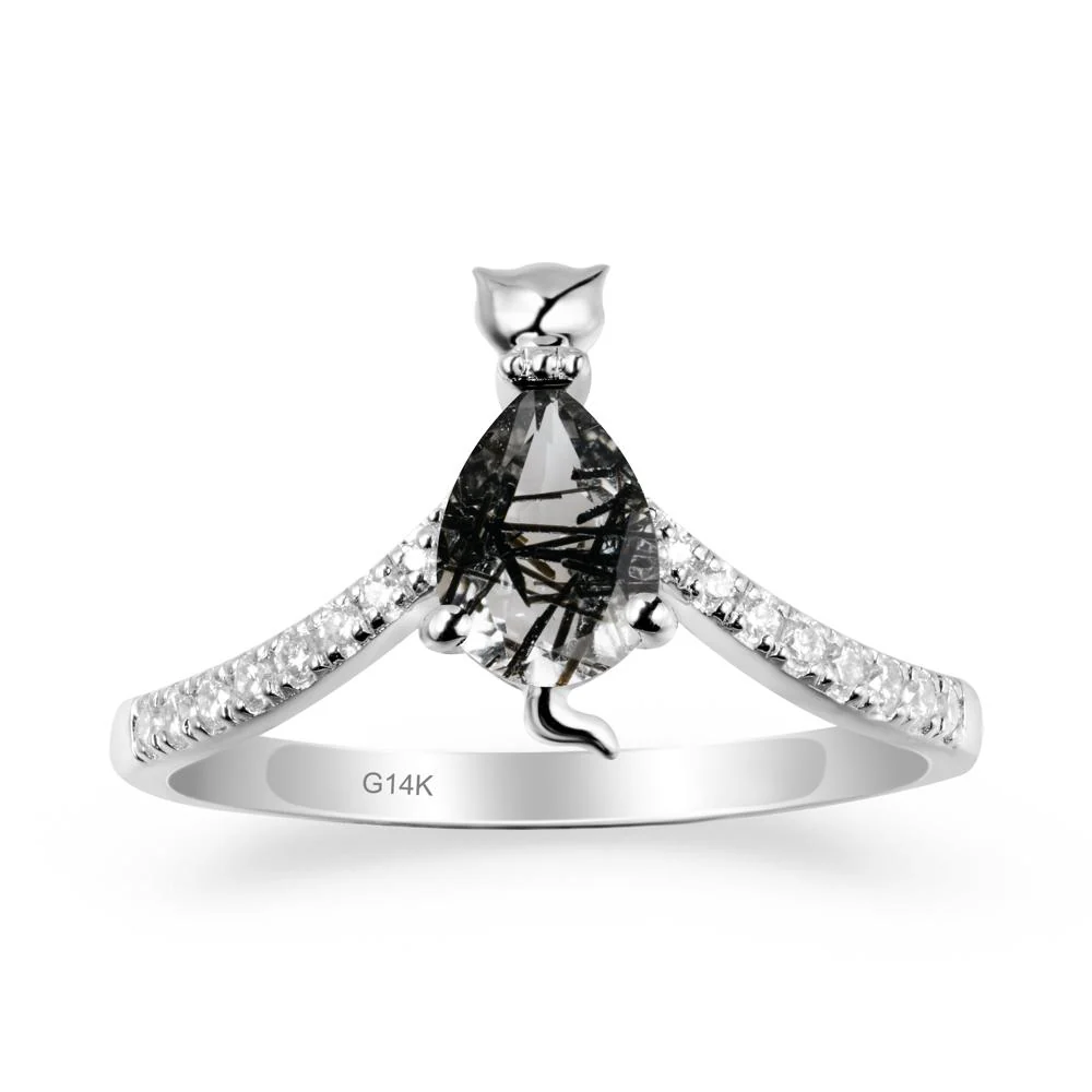 Cute Cat Inspired Black Rutilated Quartz Ring - Image 3