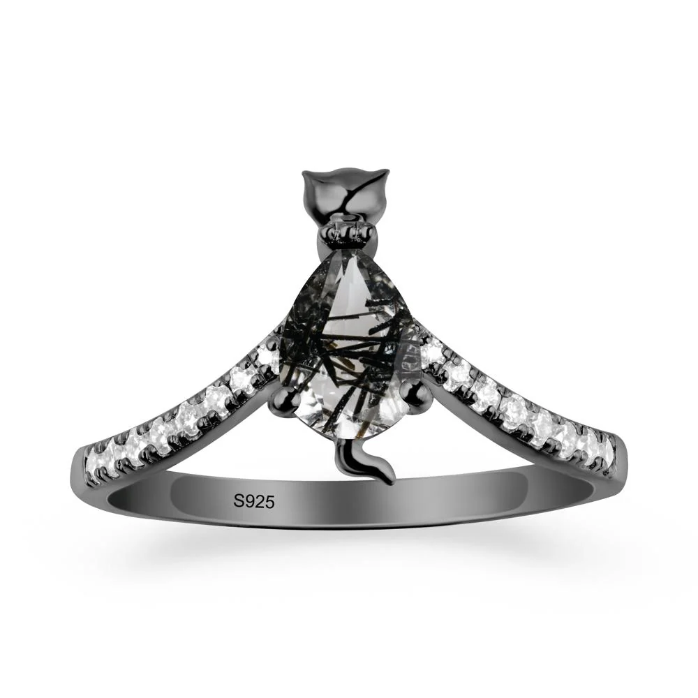 Cute Cat Inspired Black Rutilated Quartz Ring - Image 7