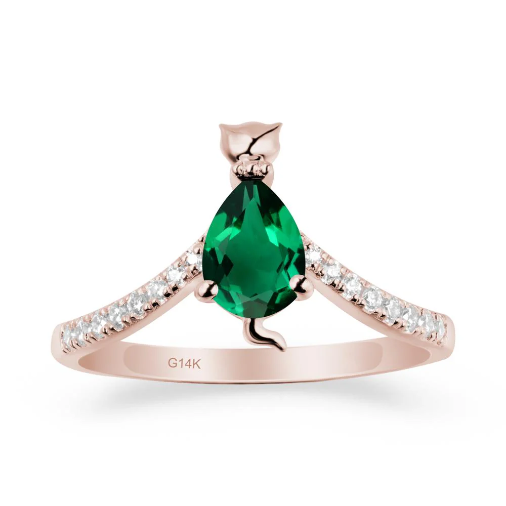 Cute Cat Inspired Emerald Ring - Image 2