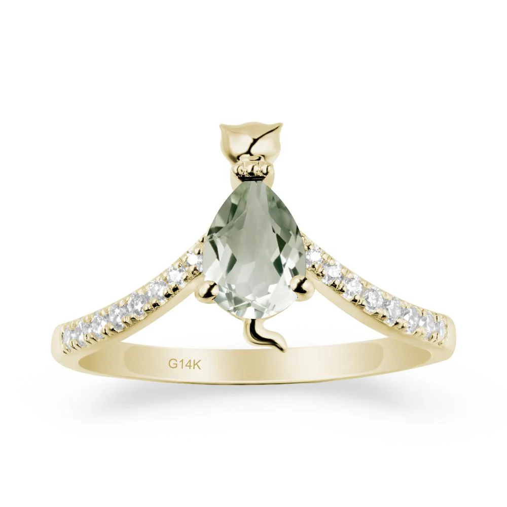 Cute Cat Inspired Green Amethyst Ring - Image 3