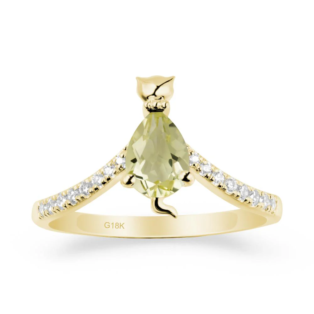 Cute Cat Inspired Lemon Quartz Ring - Image 6