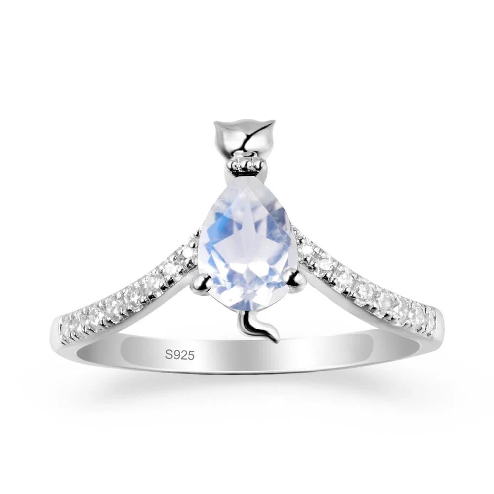 Cute Cat Inspired Moonstone Ring - Image 9