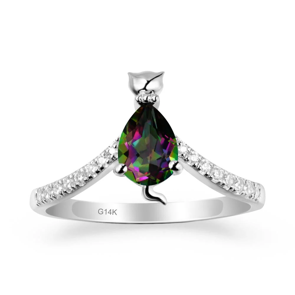 Cute Cat Inspired Mystic Topaz Ring - Image 3