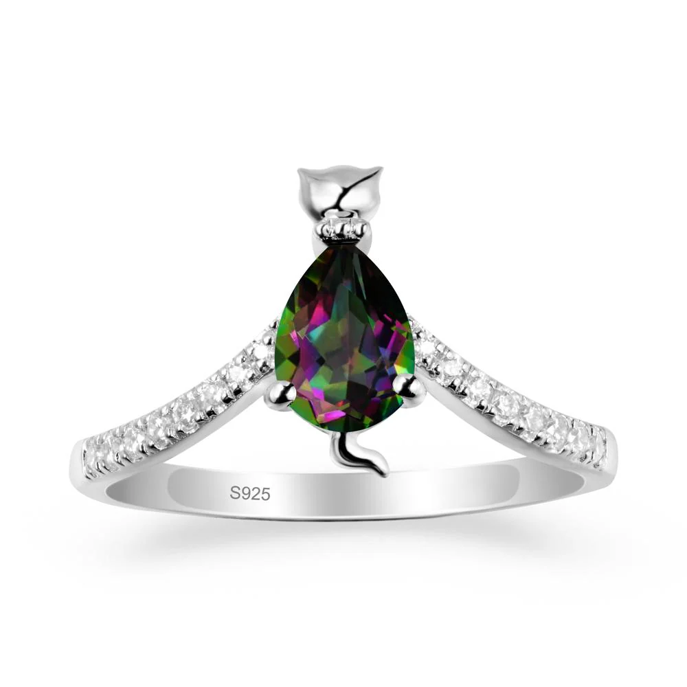 Cute Cat Inspired Mystic Topaz Ring - Image 9