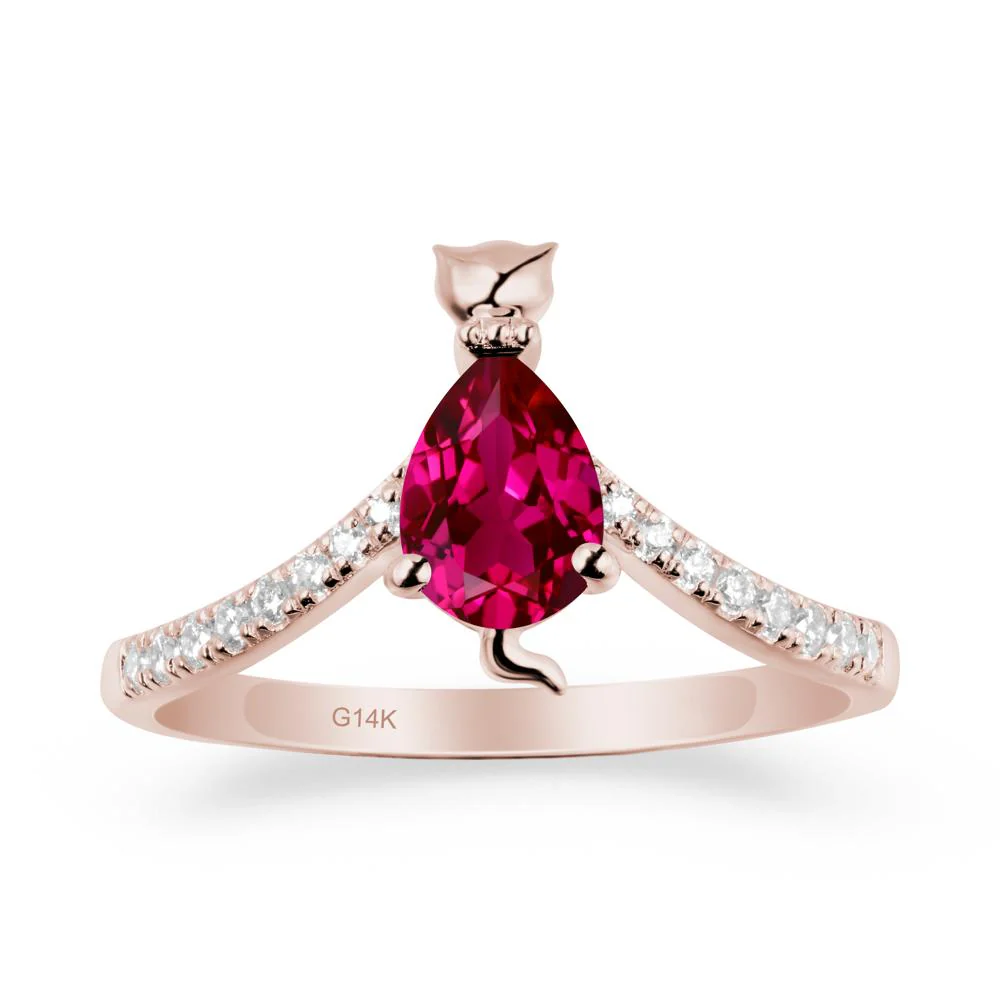 Cute Cat Inspired Ruby Ring - Image 2