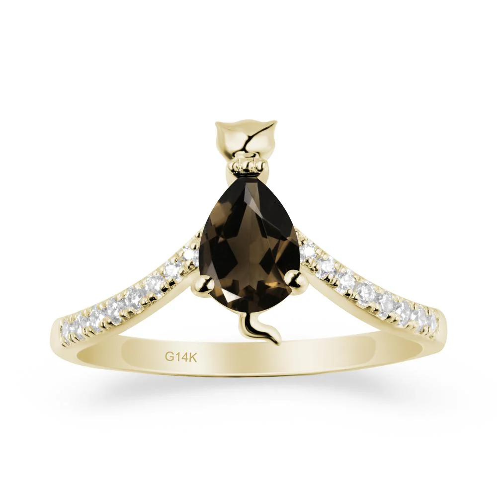 Cute Cat Inspired Smoky Quartz Ring - Image 4