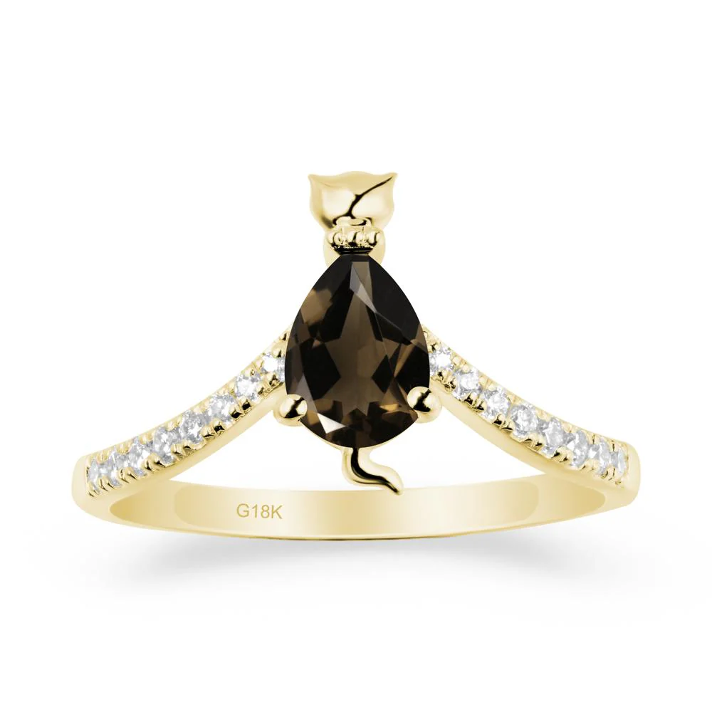 Cute Cat Inspired Smoky Quartz Ring - Image 7