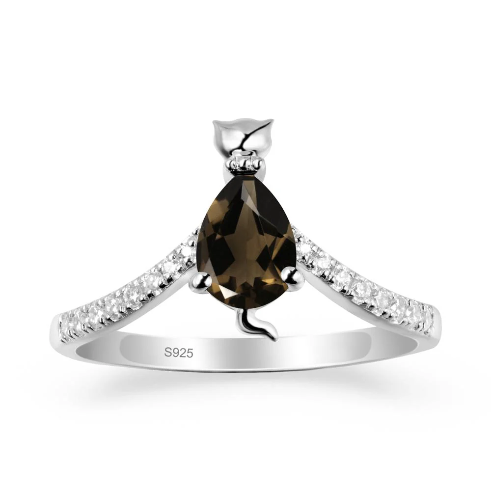Cute Cat Inspired Smoky Quartz Ring - Image 9