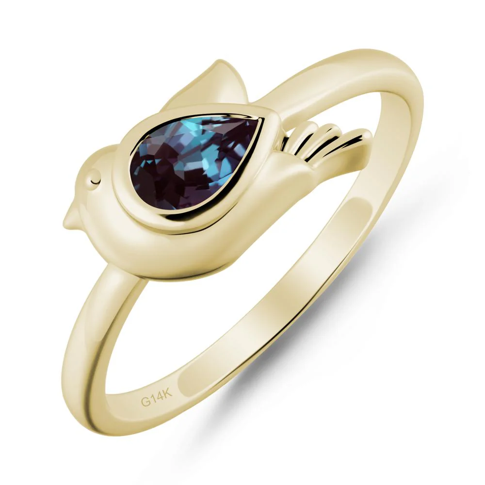Cute Pigeon Shaped Alexandrite Ring