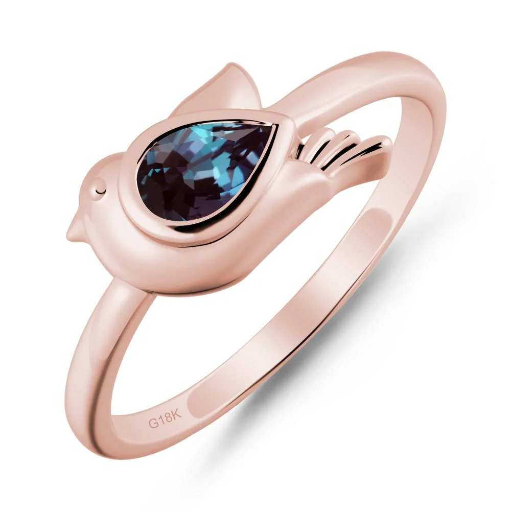 Cute Pigeon Shaped Alexandrite Ring - Image 4