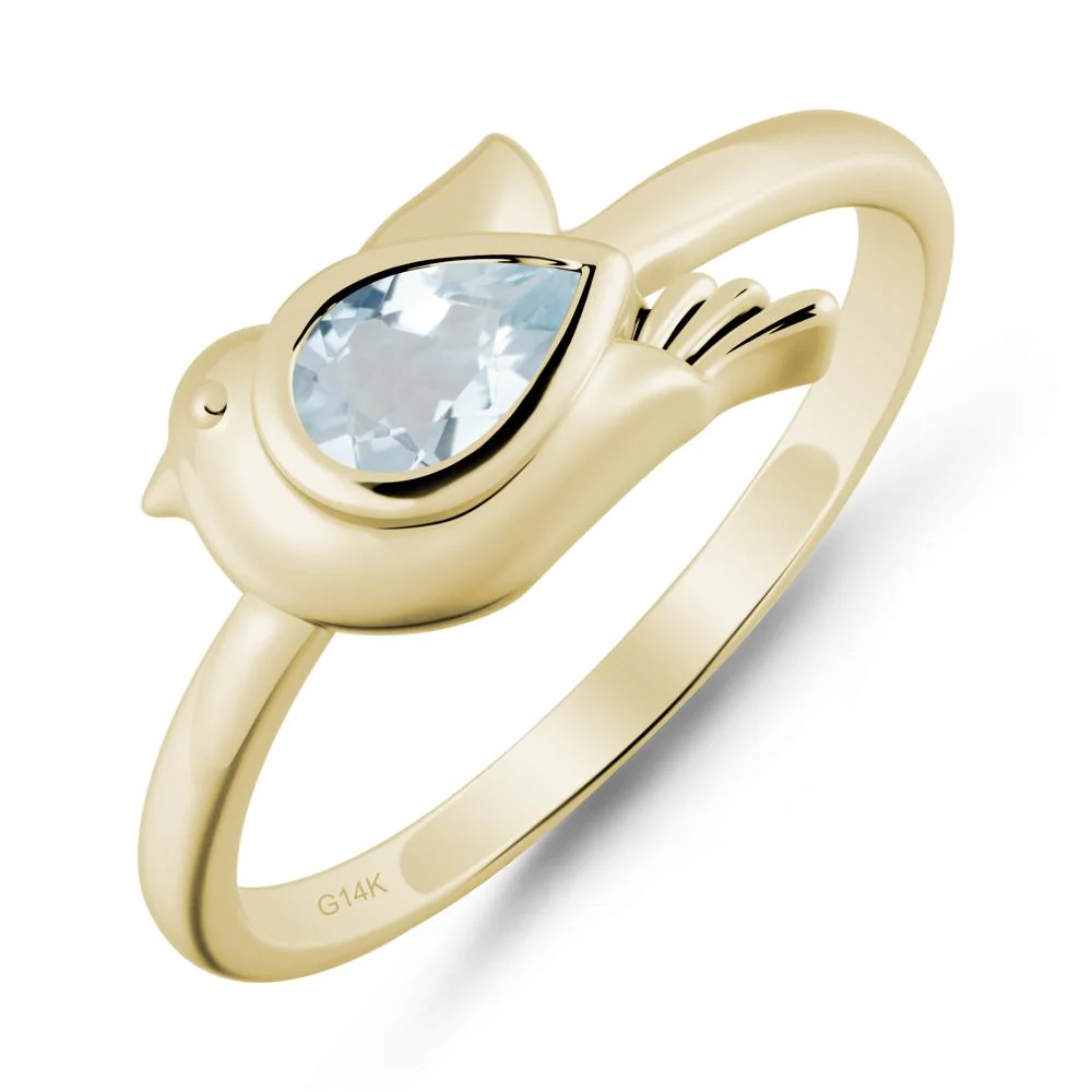 Cute Pigeon Shaped Aquamarine Ring - Image 4