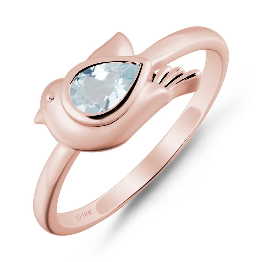 Cute Pigeon Shaped Aquamarine Ring - Image 5