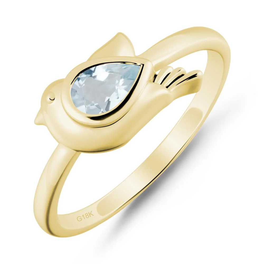 Cute Pigeon Shaped Aquamarine Ring - Image 7