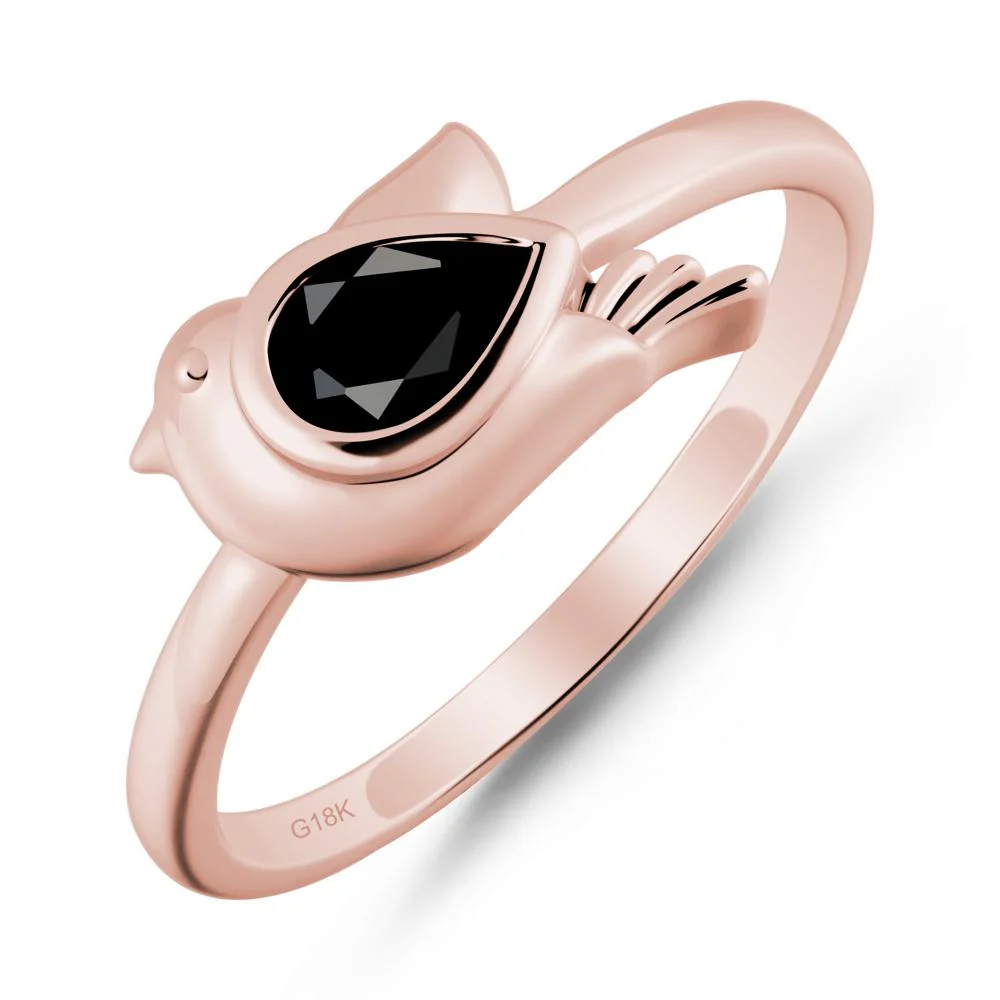 Cute Pigeon Shaped Black Spinel Ring - Image 5