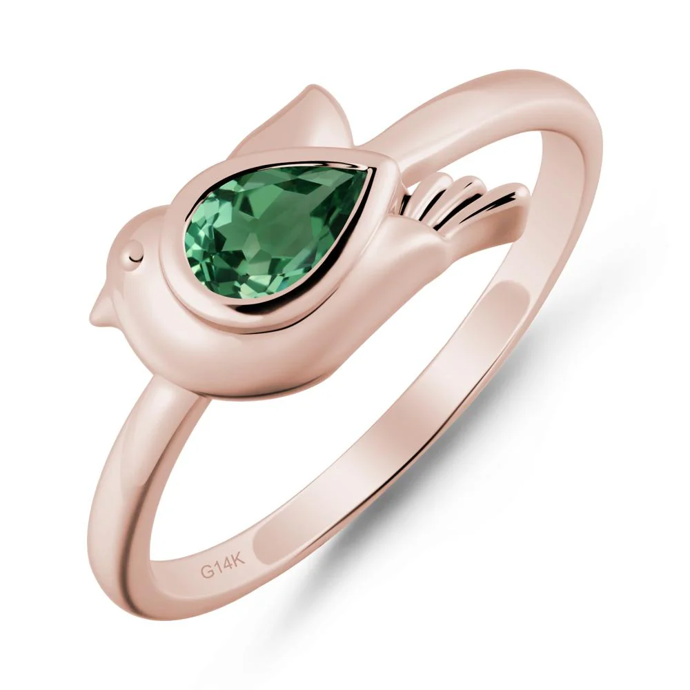 Cute Pigeon Shaped Green Sapphire Ring - Image 2