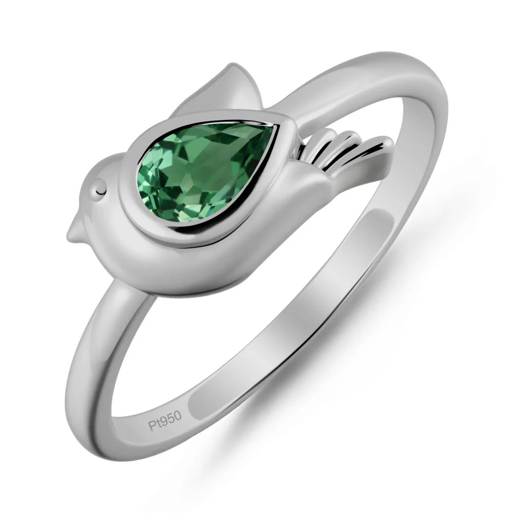 Cute Pigeon Shaped Green Sapphire Ring - Image 8