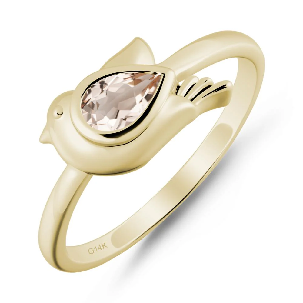 Cute Pigeon Shaped Morganite Ring - Image 3