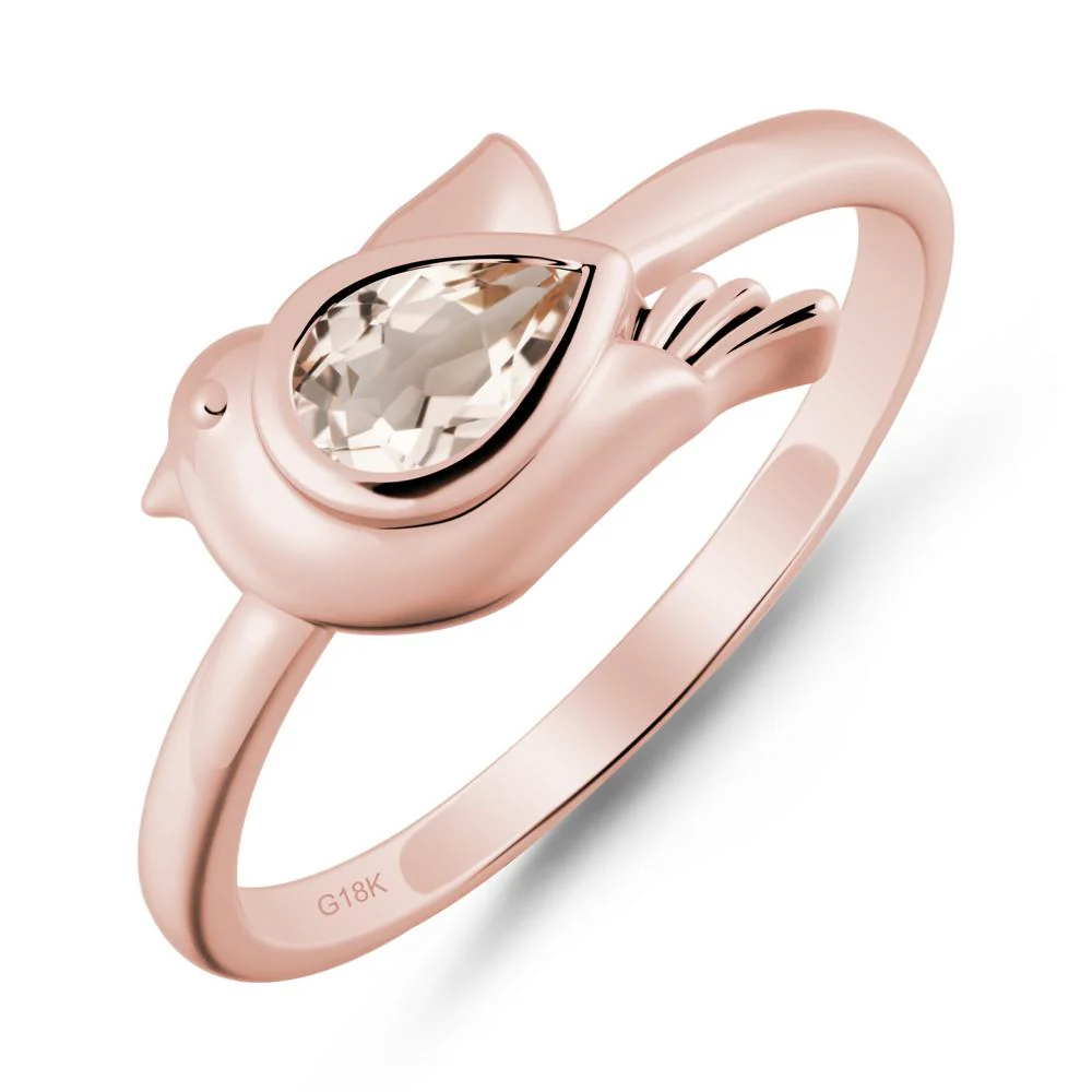 Cute Pigeon Shaped Morganite Ring - Image 4