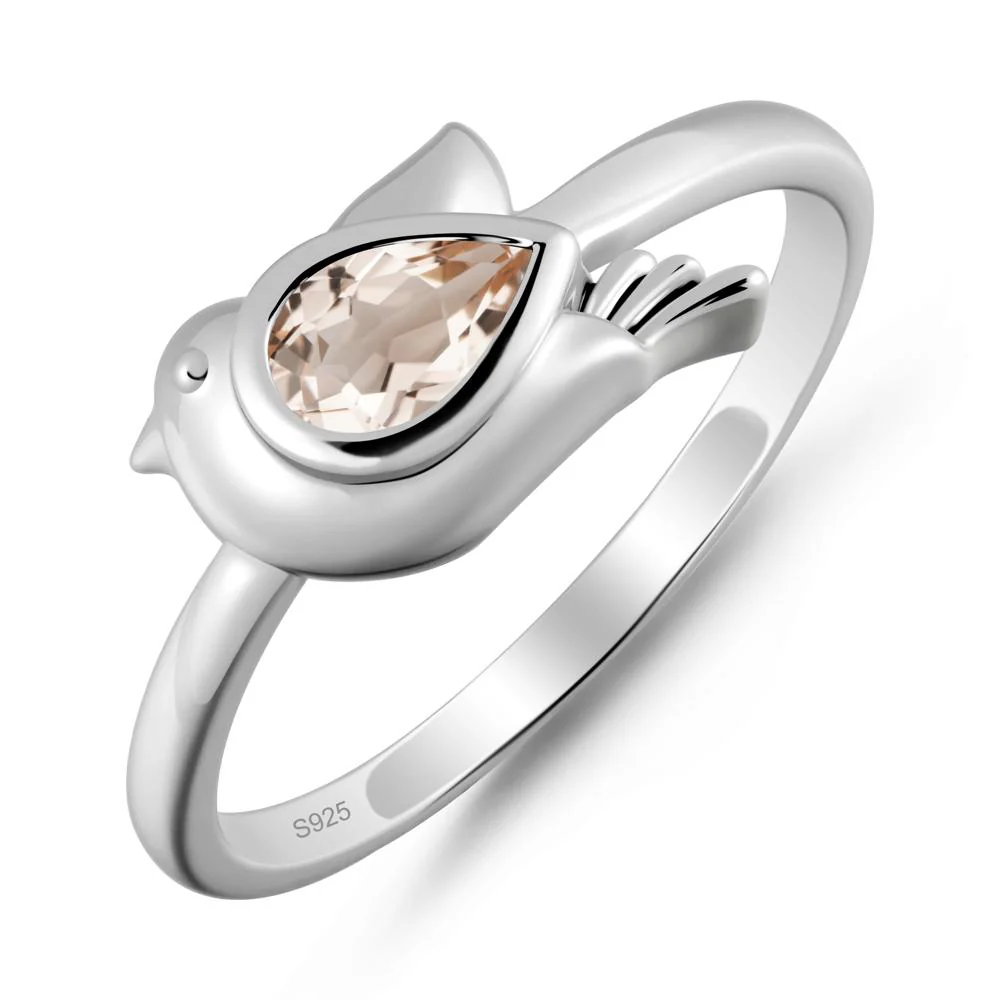 Cute Pigeon Shaped Morganite Ring - Image 9