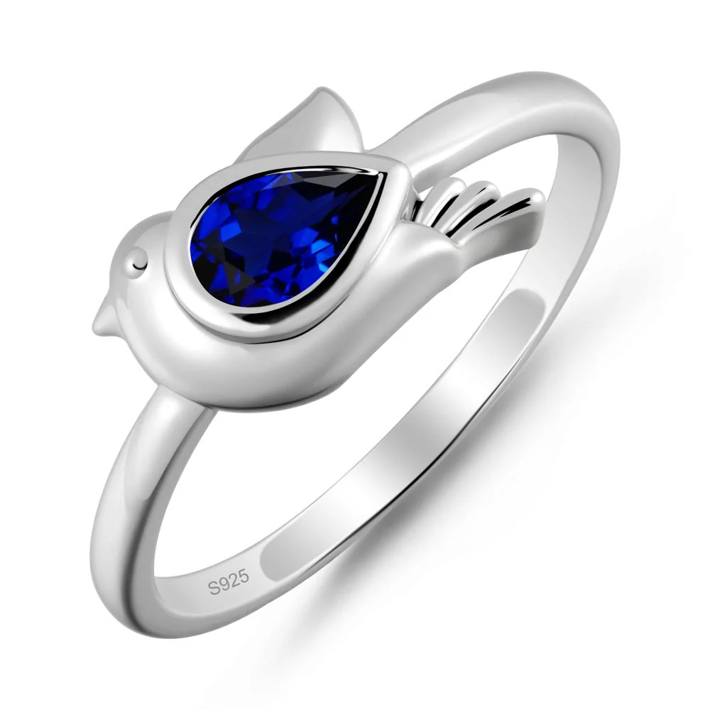 Cute Pigeon Shaped Sapphire Ring