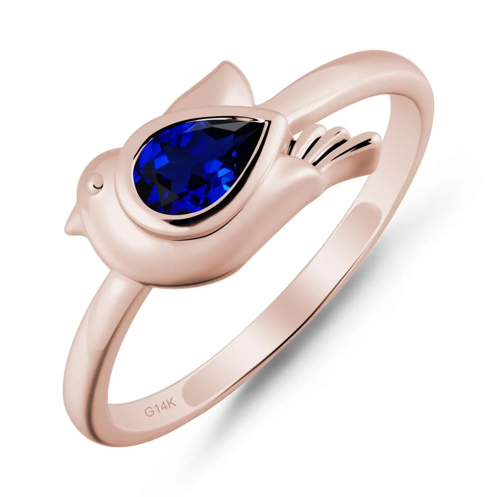 Cute Pigeon Shaped Sapphire Ring - Image 2